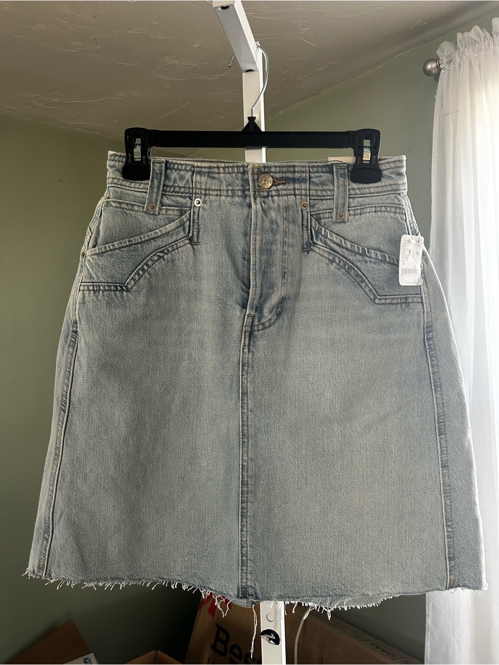 We The Free light blue denim skirt with raw hem